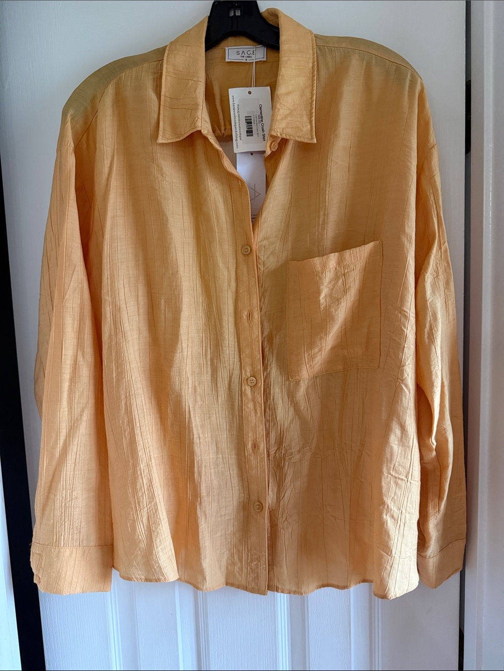Sage Women’s Peach Button-Down Casual Open Back Shirt